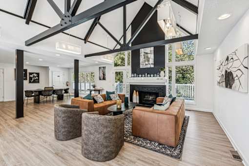 Clubroom With Fireplace And TV at Park Ridge Estates, Durham, NC, 27713