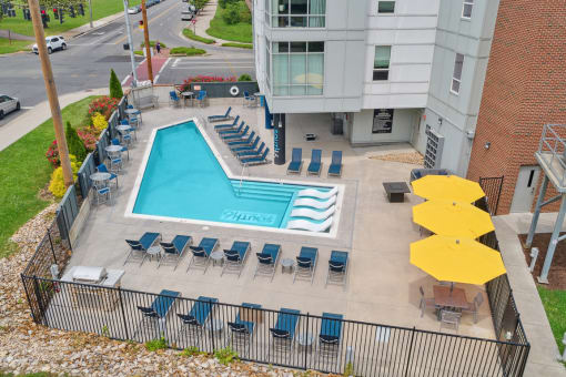 Aerial View of the Pool at South Sixteen at The Bridges in Downtown Roanoke
