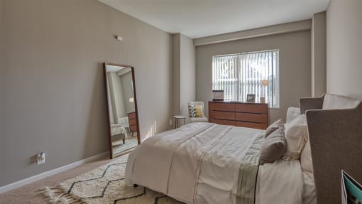 Bedroom with Neutral Decor at The Lafayette, Virginia, 23508