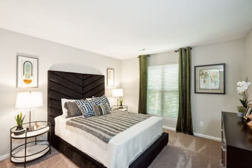 our apartments offer a bedroom with a king sized bed at Park Ridge Estates, Durham, North Carolina
