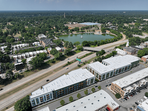 A bird's eye view of building exterior at Poppy in Richmond, VA