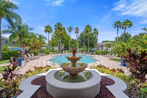 Fountain View of the Resort Style Pool at Citrus Tower Apartments Clermont, FL