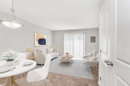 Living Room With Dining Area at Staples Mill Townhomes, Richmond, VA, 23228