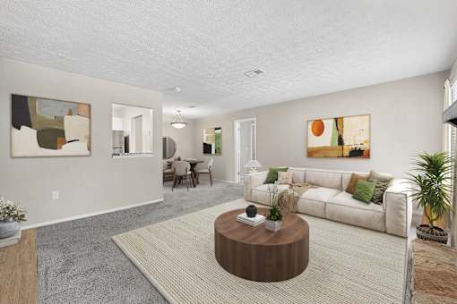 Living room and dining area at Edgemont