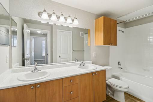 Upgraded and Spacious Double Sink Bathroom at Mission Hills Apartments, Texas, 78258