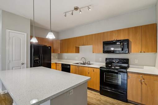 Kitchen | Backsplash | Stainless Steel Appliances at Mission Hills Apartments, Texas, 78258