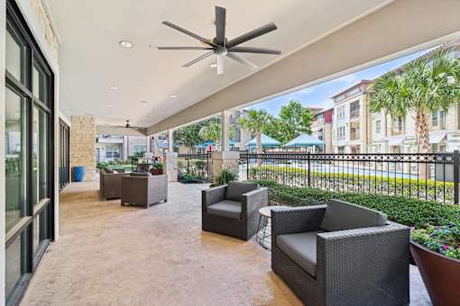 Clubhouse Patio Lounge at Park at Rialto Apartments, San Antonio
