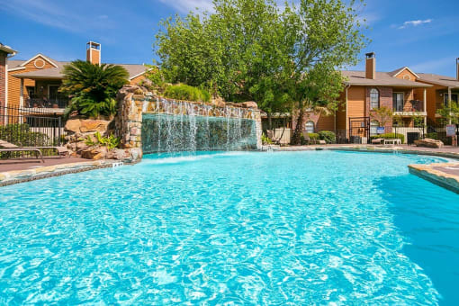 Waterfall Pool at Oaks of Westlakes Apartments, San Antonio, Texas