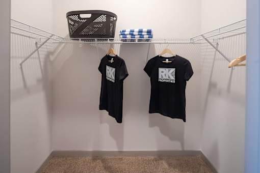 Walk-in closet with wire shelving and hanging space at Avli At Crosstown Center Apartments, Florida, 33619