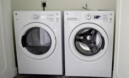 a washer and dryer in a laundry room