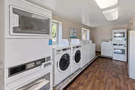 A laundry room with a washer and dryer in it.