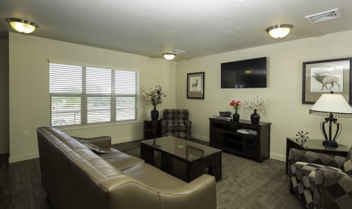 a living room with a couch and a coffee table