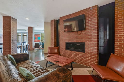 a living room with a couch and a television