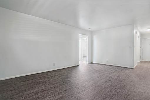 A room with white walls and wood flooring.
