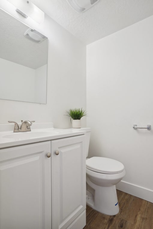 a white bathroom with a toilet and a sink