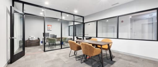 Business center with Meeting table at Panton Mill Station Apartments,J Street Property Services, LLC, Illinois