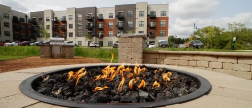 Outside Fire pit for social gatherings at Panton Mill Station Apartments,J Street Property Services, LLC, Illinois, 60177