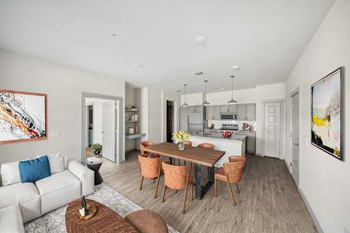 Open concept living and dining area at The Westerly Apartments, Midlothian, Texas