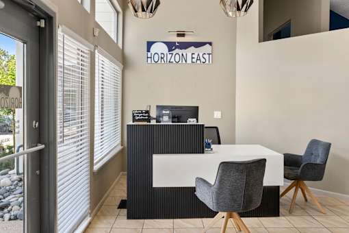 The Front Desk in the Leasing Office at Horizon East Apartments.