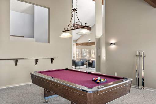 Clubhouse with Pool Table at Horizon East Apartments.