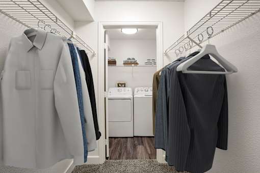 Our Walk-In Closets with In-Unit Wash and Dryer at Horizon East Apartments