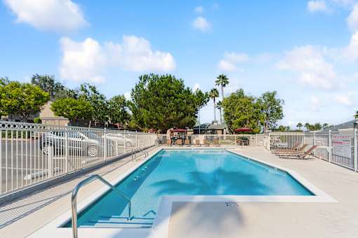 The Outdoor Community Swimming Pool at Meadow Creek Apartments in San Marcos, CA