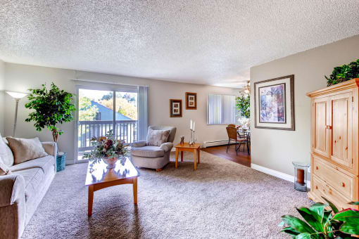 A Standard Living Room at Greentree Village Apartments