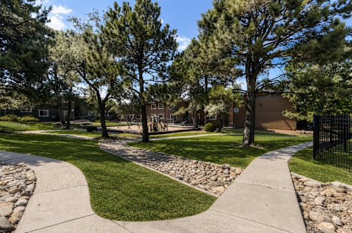 Walking path at Greentree Village Apartments