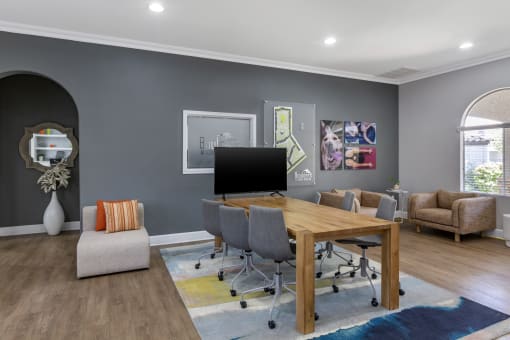 Our clubhouse features a dedicated work area at Boulders at Lookout Mountain Apartment Homes, Arizona, 85022