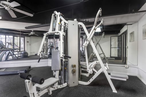 Workouts with a breeze: Lift, sweat, and conquer your fitness goals under the cooling embrace of our gym's ceiling fan at Independence Plaza.