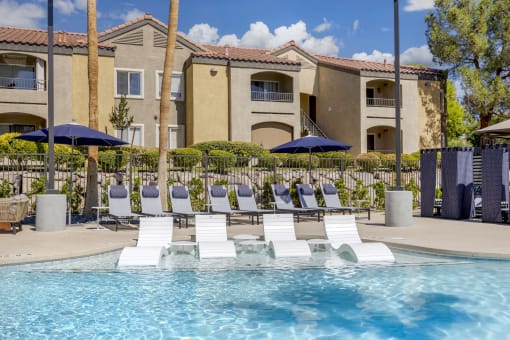 Surrounding the pool are stylish new seats and comfortable lounge chairs, perfect for soaking up the sun or unwinding with a good book.