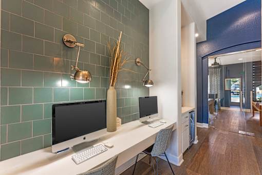 The clubhouse features a computer available for residents and applicants to use, making it easy to stay connected or apply to live at Ascent at the Galleria.