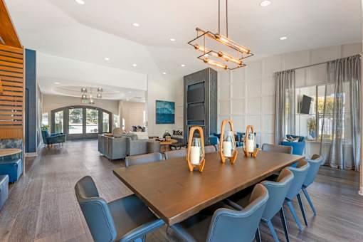 The clubhouse at Ascent at the Galleria is bright and inviting, filled with natural light and plenty of comfortable seating. It's the perfect place to unwind, connect with neighbors, or simply relax.