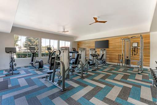 Our state-of-the-art fitness center features a variety of cardio machines, weight equipment, and free weights—everything you need for a full, convenient workout at Ascent at the Galleria.