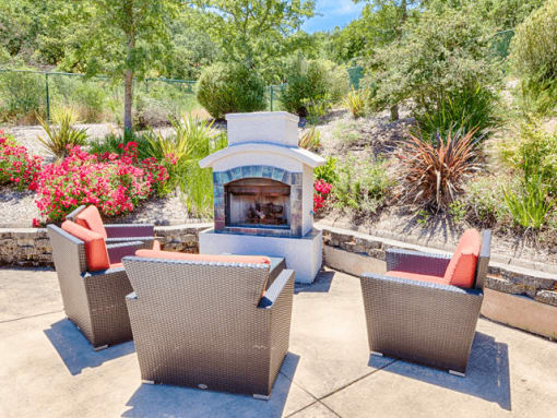 Relaxing lounge area at Crooked Oak at Loma Verde Preserve, CA, 94949