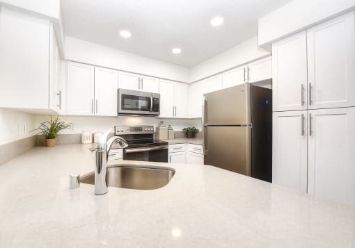 upgraded kitchen, quartz, new appliances at Bella Vista, Mission Viejo, CA, 92691