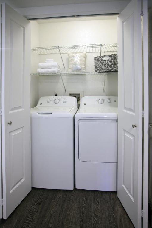 Full sized washer dryers in each apartment at Club Pacifica, California, 94510