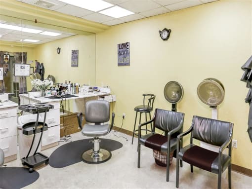 On-site hair salon at Country Club at The Meadows Senior Apartments in Las Vegas, NV, For Rent. Now leasing 1 and 2 bedroom apartments.