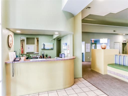 24 hour guarded entrance at Country Club at The Meadows Senior Apartments in Las Vegas, NV, For Rent. Now leasing 1 and 2 bedroom apartments.