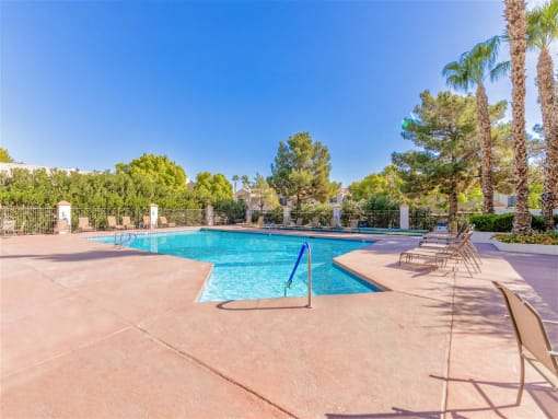 Heated pool deck of Country Club at Valley View Senior Apartments in Las Vegas, NV, For Rent. Now leasing 1 and 2 bedroom apartments.