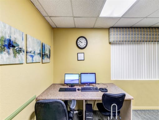 Business center with internet access at Country Club at Valley View Senior Apartments in Las Vegas, NV, For Rent. Now leasing 1 and 2 bedroom apartments.