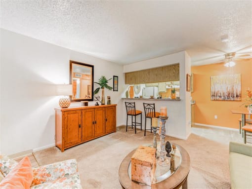 Dine in pass through bar and kitchen of Country Club at Valley View Senior Apartments in Las Vegas, NV, For Rent. Now leasing 1 and 2 bedroom apartments.