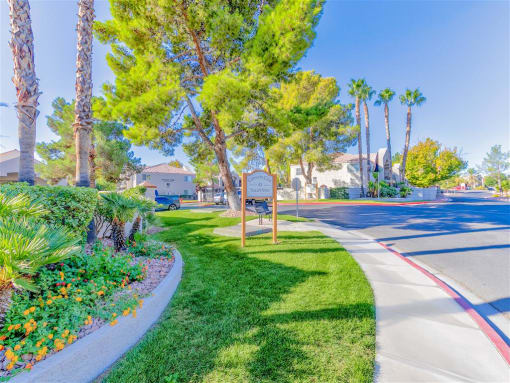 Curb appeal of Country Club at Valley View Senior Apartments in Las Vegas, NV, For Rent. Now leasing 1 and 2 bedroom apartments.