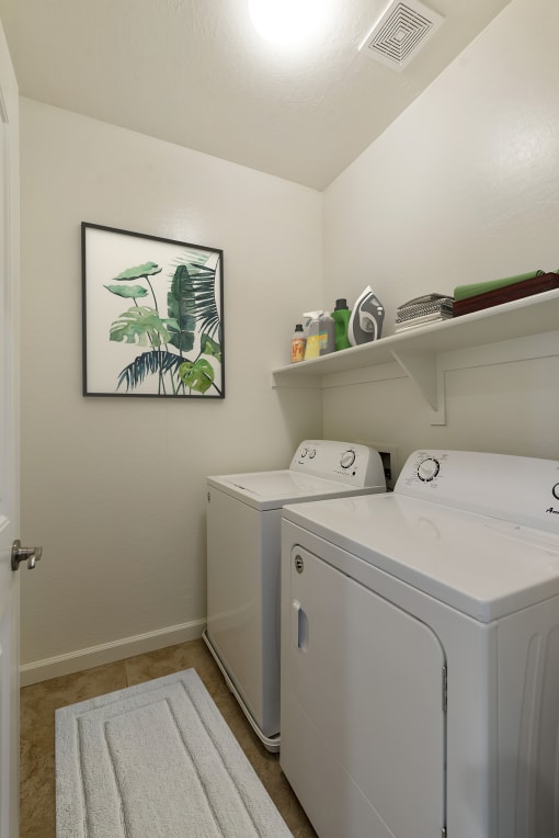 In unit laundry room at Casa Sole Vita Townhomes, Mesa, Arizona