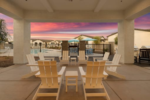 Outdoor Patio With Fireplace at Villas on Ash, Gilbert  