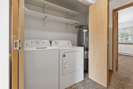 a washer and dryer in a laundry room
