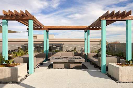 Outdoor Living Area Including Bbq'S And Fire Pits at Link Apartments® Canvas, Atlanta, GA