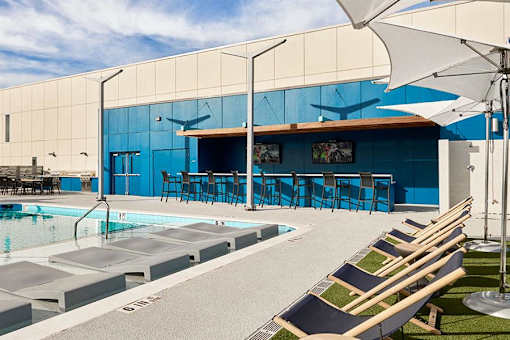 Entertainment Lounge By Pool at Link Apartments® Canvas, Atlanta