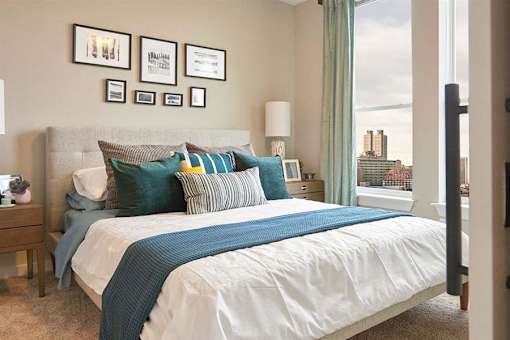 Spacious Bedroom With Comfortable Bed at Link Apartments® Canvas, Atlanta, 30312