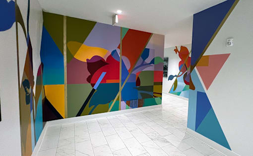 Muraled Walls at Link Apartments 4th Street, Winston-Salem